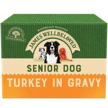 Buy James Wellbeloved Senior Dog Food Pouches Turkey in Gravy 10pk 150g Save with Heart Pet Supplies Free Same Day Local Delivery